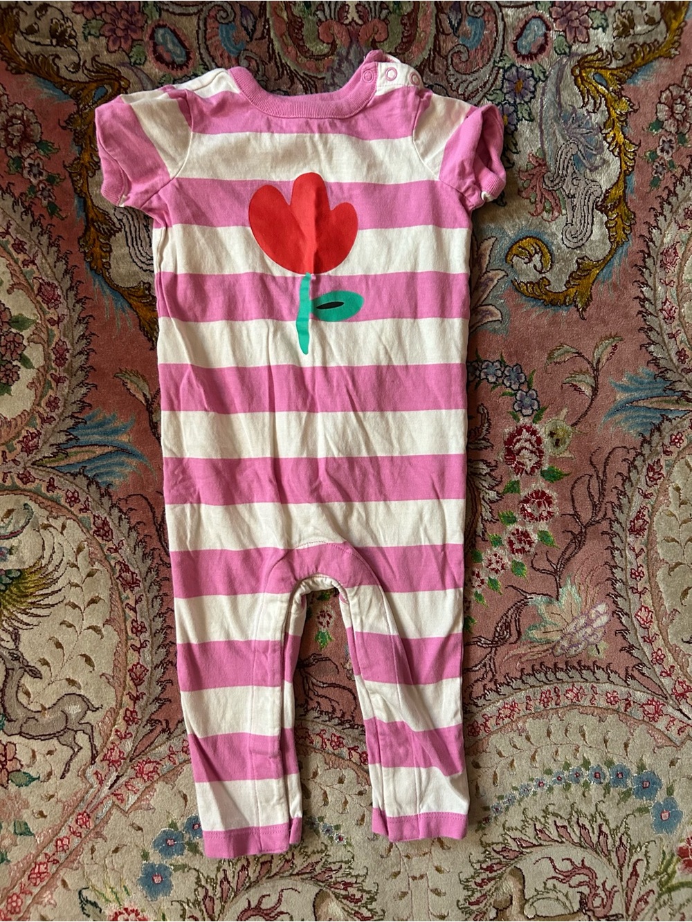 Hanna Andersson 100% Cotton Girls Striped Onesie Size 18-24 Months